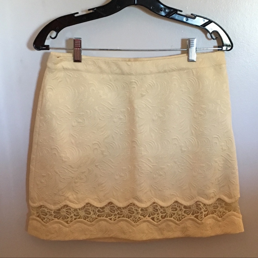 Topshop Eyelit Lace Textured Skirt